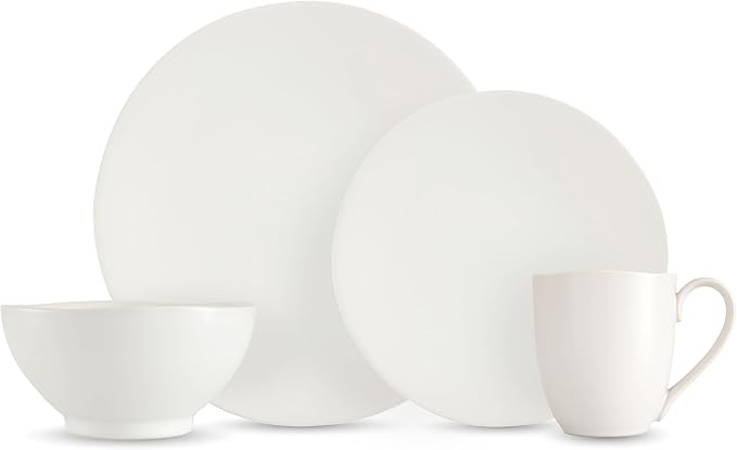 Eater x Zwiesel Fortessa Tempus Stoneware, 16 Piece Dinnerware Set (Service for 4), Linen