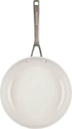 KitchenAid Hard Anodized Ceramic Induction Nonstick Cookware Frying Pan/Skillet, Dishwasher Safe, 10 Inch Non Stick Fry Pan with Stainless Steel Handle - Porcelain White