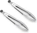 Stainless Steel Kitchen Tongs 2-Piece Set, 8.8-Inch Food Tongs, High Temperature Resistant, with Non-Slip Teeth And Non-Slip Strips, Suitable for Cooking And Grilling (Grip And Stir Food Ice Cubes)