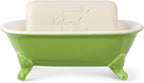 6.5" Ceramic Mini Decorative Clawfoot Bathtub Bar Soap Dish, Kitchen Sponge Holder and Shower Tray for Bathroom, 1 Pack(Lime)