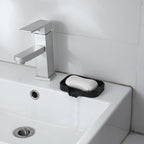 MicoYang Silicone Bathroom Soap Dishes with Drain Spout-Bathroom and Kitchen Sink Organizer,Sponge Holder,Dish Soap Tray,Perfect for Dispenser,Scrubber,Bottle,Cup on Sink or Counter-Black 4.9"×3.2"