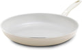 GreenPan Dover 12” Frying Pan Skillet, Non-Toxic PFAS-Free PFOA-Free Ceramic Nonstick Coating, Sear Saute Fry Egg Omlete, Dishwasher & Oven Safe, Stay Cool Handle, Easy Pour Rims, Cream White