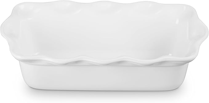 Le Creuset Stoneware Heritage Fluted Loaf Pan, 9", White