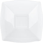 Restaurantware Moderna 32 Ounce Fancy Plastic Bowls 10 Square Disposable Salad Bowls - Durable Heavy-duty White Plastic Bowls For Warm And Cold Foods