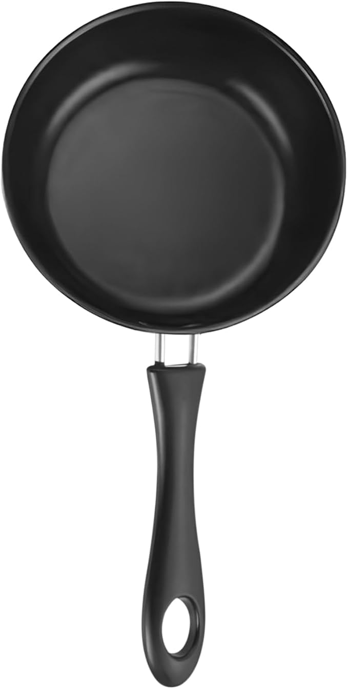 4.92 Inch Non Stick Omelette Mini Frying Pan for One Egg, Easy Clean Round Small Pan with Ergonomic Handle, Stainless Steel Heat Resista-nt Non Stick Pot for Single Eggs Pancakes