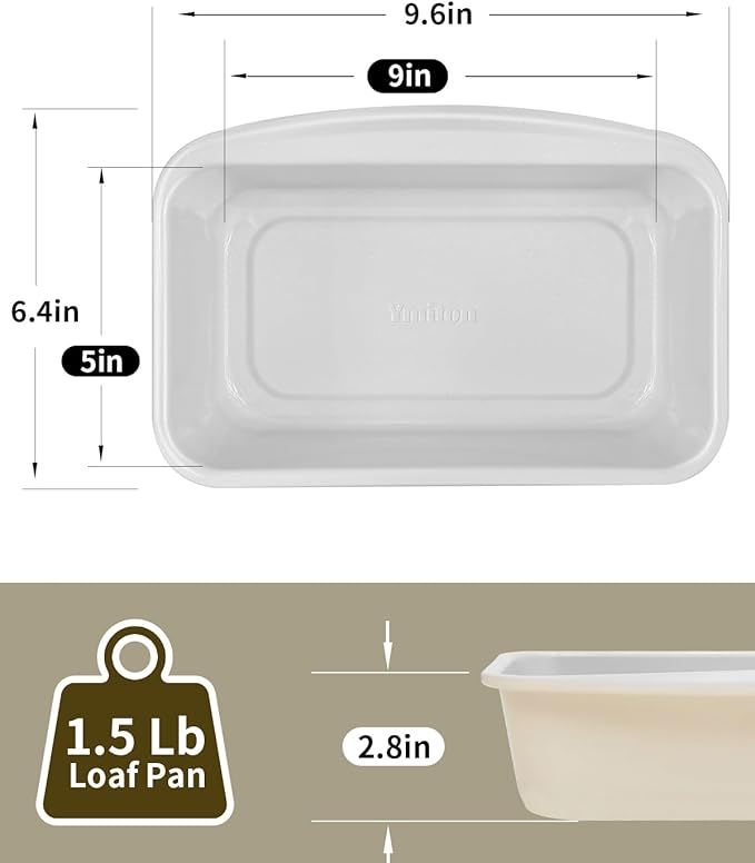 Non-Stick Bread Loaf Pan, 9x5 Inch, Ceramic Coating, Aluminized Steel, Oven Safe to 550°F, Dishwasher Safe - Non-Toxic, PTFE & PFOA Free, Sunshine Cream