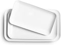 DELLING Large Serving Platter Set of 3, 16/14/12 Inch Porcelain Serving Trays for Party - White Ceramic Rectangular Platters for Entertaining, Appetizer Fruit Tray for Easter Bridal Shower Dinner