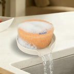 Holder for Scrub Daddy, Thinnest Build to Last Sponges Holders, Durable Smiley Face Sponge Rack, Large Soap Dish & Sink Caddy Organizer, Dishwasher Safe (White, 1)