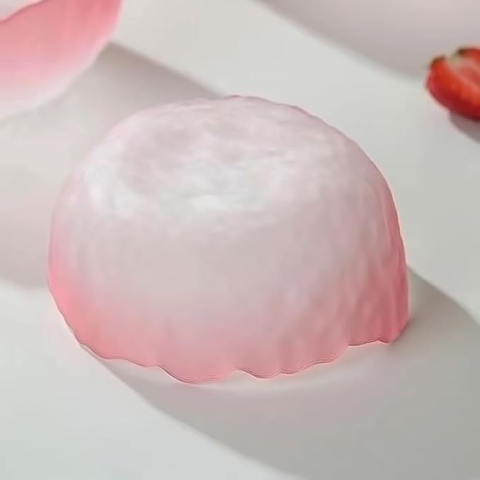 Glass Salad Bowl Irregular Lotus Flower Shape Serving Bowls, Mixing Nut Bowls for Kitchen Fruist, Snack, Dessert, and Ice Cream Candy Dishes (Crystal Gradient Pink, Set of 3 (L,M,S))