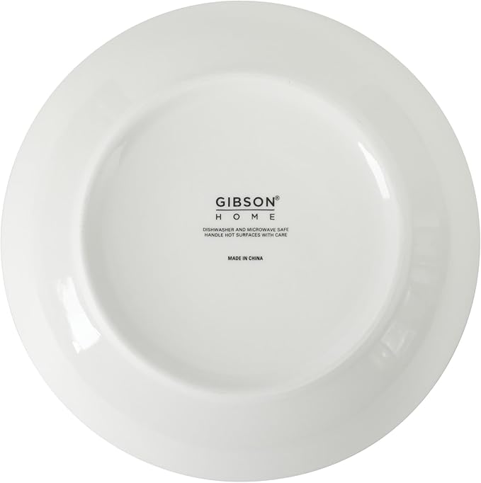 Gibson Home Heritage Sky 4-Piece Pasta Bowl Set, 8 Inch Round Stoneware Bowls, Blue & White Floral Design, Decorative Everyday Use