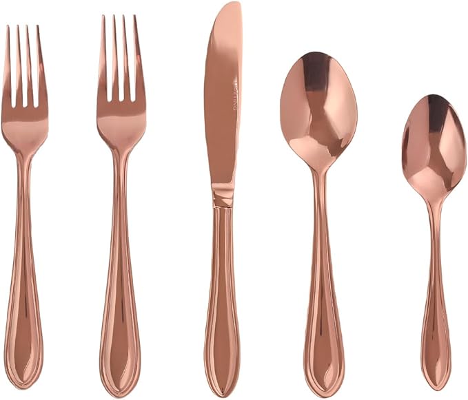 Rose Gold Silverware Set,30-Piece Stainless Steel Flatware for 6, Heavy-Duty 18/0 Stainless Steel Utensils,Mirror Polished Dishwasher Safe for Home & Kitchen Dining