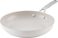 KitchenAid Hard Anodized Ceramic Induction Nonstick Cookware Frying Pan/Skillet, Dishwasher Safe, 10 Inch Non Stick Fry Pan with Stainless Steel Handle - Porcelain White