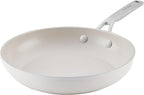 KitchenAid Hard Anodized Ceramic Induction Nonstick Cookware Frying Pan/Skillet, Dishwasher Safe, 10 Inch Non Stick Fry Pan with Stainless Steel Handle - Porcelain White