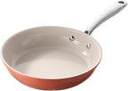 Redchef Egg Pan Nonstick, Small Ceramic Skillet for Gas & Electric Stoves, Easy Clean & Dishwasher Safe, Durable Riveted Handle, PTFE & PFAS & PFOA Free, Pumpkin Orange, 8 Inch