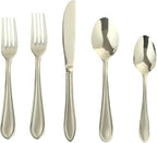 Champagne Silverware Set, 40-Piece Stainless Steel Champagne Flatware, 18/0 Stainless Steel Utensils, Dishwasher Safe, Modern Tableware for Home & Kitchen Dining