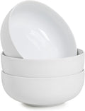 WishDeco Large Soup Bowls Set of 3, Ceramic Salad Bowls 37 oz, White Pasta Bowls 7 inch, Serving Bowl for Cereal, Noodle Ramen, Pho, Fruit