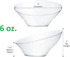 PLASTICPRO Disposable Angled Plastic Bowls Round Small Serving Bowl, Elegant for Party's, Snack, or Salad Bowl, Clear Pack of 8