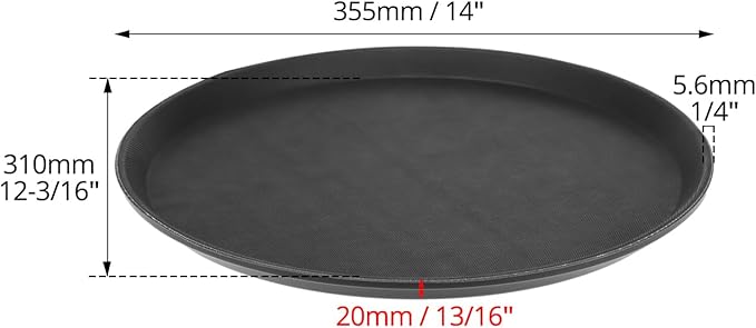 QWORK 14-Inch Round Non-Slip Serving Tray Set – 4Pack Rubber Surface Drink & Meal Carrier for Home, Café & Catering