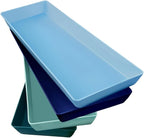 US Acrylic Coastal Plastic Serving Trays (Set of 4) 15” x 5” | Narrow Unbreakable Reusable Rectangular Party Platters | Serve Appetizers, Fruit, Veggies, & Desserts | BPA-Free & Made in USA