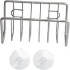 Sponge Holder for Kitchen Sink, Stainless Steel Sink Caddy with Strong Suction Cups, Rustproof Suction Sponge Holder Organizer for Sponge, Scrubber & Brush – Silver