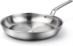 10 Inch Stainless Steel Frying Pan - 5 Ply Stainless Clad Skillet with Aluminum Core, Durable and Even Heating, Professional Cookware for Induction, All Stoves, Oven and Dishwasher Safe