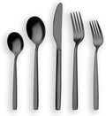 Berglander 20 Piece Titanium Black Plated Stainless Steel Flatware Set, 20 Pieces Silverware Set, Cutlery Set, Service for 4 (shiny Black)