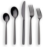 Berglander 20 Piece Titanium Black Plated Stainless Steel Flatware Set, 20 Pieces Silverware Set, Cutlery Set, Service for 4 (shiny Black)