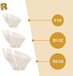 R-kay 6 Pack Gold Glitter Angled Candy Bowls - Large Gold Plastic bowls - Premium Plastic Serving Bowls Heavy Duty For Weddings Catering, parties, And All Occasions.