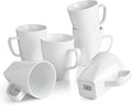 WishDeco White Coffee Mugs Set of 6, Ceramic Coffee Cups 14 oz, Modern Tea Mugs, Porcelain Tea Cups, Large Mug for Latte, Cappuccino, Milk, Juice, Cocoa, Square Bottom, Microwave and Dishwasher Safe