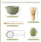 Premium Matcha Whisk Set – Traditional Handcrafted Bamboo Tea Whisk for Japanese Tea Ceremony – 100 Prong Brush for Lump-Free, Creamy Froth – Durable Matcha Starter Kit & Gift