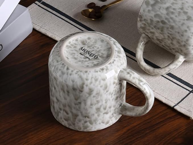 MONITO 12 OZ Coffee Mugs Set of 4, Ceramic Coffee Mugs,Modern Coffee Mugs Set with handle for Tea/Latte/Cappuccino/Milk/Cocoa. (Beige-brown, 4 Count（Pack of 1）)