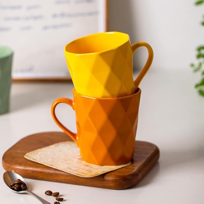 11 Ounce Porcelain Mugs, Set of 6, Tea and Cocoa Mug Set, Multicolor, Matte