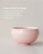 Matcha Set, 5 Pcs Matcha Whisk Set – Elegant Rounded Design Bowl with Folded Rim, Glossy Pink Glaze, Comfortable to Use, Gift Box Included (Glossy Pink)