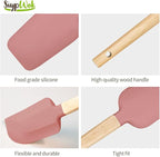 Silicone Spatula Set, Food Grade Rubber Spatula-4 Piece Nonstick Rubber Spatulas, Spoonula, Jar Scraper for Cooking, Baking, Mixing, Frosting - Heat Resistant Up to 600°F (5 Pcs Spatula Pink)