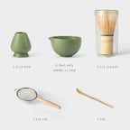 Matcha Whisk Set, Matcha Set with Ceramic Matcha Bowl, Bamboo Whisk & Holder, Sifter, Tea Scoop (Matcha Green)