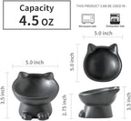 Nihow Slanted Elevated Cat Bowls: 5 Inch Ceramic Raised Cat Food Bowl for Protecting Pet's Spine - Microwave & Dishwasher Safe -Matte Black (4.5 OZ /1 PC)