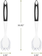 Amazer Dish Brush with Handle, 2 Pack Kitchen Scrub Brushes for Cleaning, Dish Scrubber with Stiff Bristles for Sink, Pots, Pans