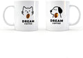 Pet Lover Mug Set Cute Cat & Dog “Dream Coffee” Ceramic Mugs, Gift Boxed Coffee & Tea Cup Set for Pet Owners, Cute Animal Mugs, Birthday or Holiday Gift
