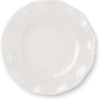 Perlette Off-White Beaded 12-Piece Dinnerware Set – Includes 4 Dinner Plates, 4 Salad Plates, 4 Bowls (7.5" x 2", 22 oz) – Elegant Unbreakable Melamine, Heavyweight, Perfect for Indoor/Outdoor Dining