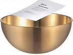Stainless Steel Salad Bowls Set of 2 Mixing Bowl with Measurement Markings, 4.23 Quart Gold Serving Bowls for Mixing, Cooking, Baking, Prepping and Home Kitchen