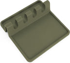 Zulay Kitchen Silicone Utensil Rest with Drip Pad for Multiple Utensils - BPA-Free, Heat-Resistant Spoon Rest & Spoon Holder for Stove Top - Kitchen Utensil Holder for Ladles & Tongs - Olive Green