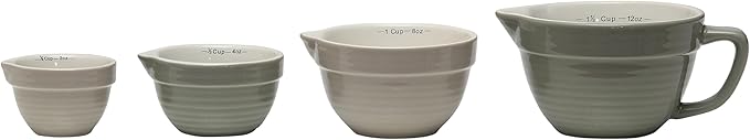 Creative Co-Op Batter Bowl Shaped Measuring Cups in Greys (Set of 4 Sizes)