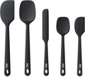Redfly Silicone Spatula Set, 5 Piece Food Grade Silicone Cooking Utensils Set, Rubber Spatula Heat Resistant Nonstick for Baking, Cooking, Kitchen Utensils Dishwasher Safe Black