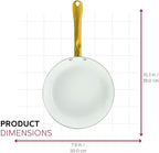 Holstein Housewares 8-Inch Ceramic Nonstick Frying Pan Skillet, Elegant White and Gold Color Handle - Golden Elegance for Every Kitchen