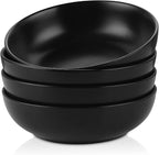 Selamica Ceramic Pasta Bowls Set of 4,Stackable Serving Bowl, Microwave Dishwasher Safe, Matte Black