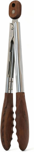 Kitchen Wooden Tongs for Cooking - Nonstick Kitchen Salad Tongs for Serving Food, Grilling, Cooking, BBQ and Tossing Salad - Made of Natural Walnut Wood, Size 12-inch