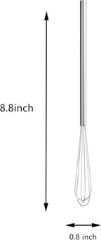 Mini Whisk, Stainless Steel Skinny Whisk Egg Beater for Blending, Whisking, Beating, or Stirring,8.8Inch