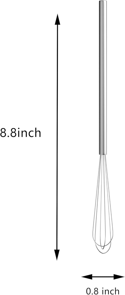 2 Pcs Mini Whisk, Stainless Steel Skinny Egg Beater Whisk for Blending, Whisking, Beating, or Stirring
