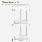 Lazy Susan Organizer, Rotating Spice Rack, 3 Tier Spice Turntable Organizer, Industrial Turntable Spice Holder, for Kitchen Countertop and Cabinet, Compact and Versatile, White SR23WW