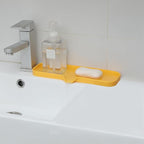 MicoYang Silicone Bathroom Soap Dishes with Drain Spout-Bathroom and Kitchen Sink Organizer,Sponge Holder,Dish Soap Tray,Perfect for Dispenser,Scrubber,Bottle,Cup on Sink or Counter-Yellow 12"×4"